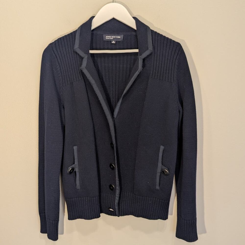 Jones New York Sweater Blazer Cardigan Vintage Nautical Old Money - Size M